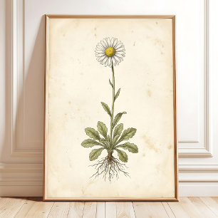 Poster Decoração de Casa de Campo Botânica Margarida Anti