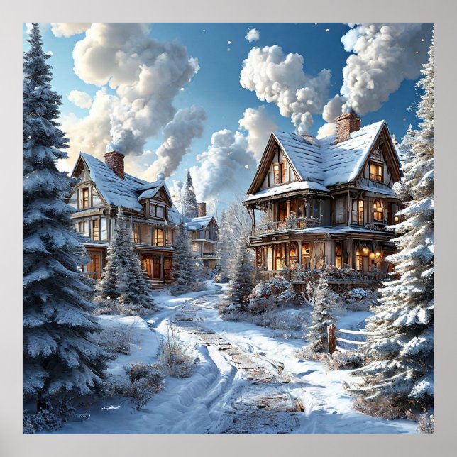 Poster Decoração de Cena de Neve para Parede de Paisagem  (Frente)