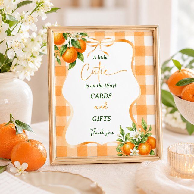 Poster Decoração de Chás de Bebê Laranja Fofo (Criador carregado)