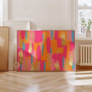 Poster Decoração de Dormitório Préppy Abstrata Rosa
