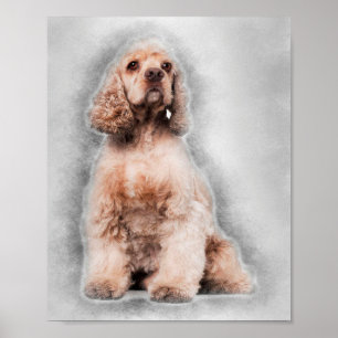 Poster Decoração de Espanhol de Cocker Americano Bonito