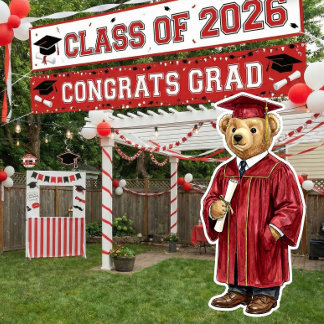 Poster Decoração de Festa de Formatura Imprimível Urso Ve