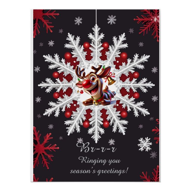 Pôster Decoração de Floco de Neve de Natal com Acentos Ve (Frente)