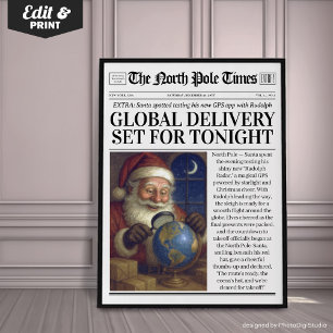 Poster Decoração de jornal de Natal personalizada, Natal