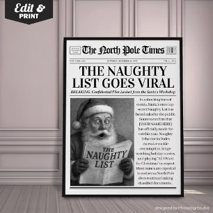 Poster Decoração de jornal de Natal personalizada, Natal