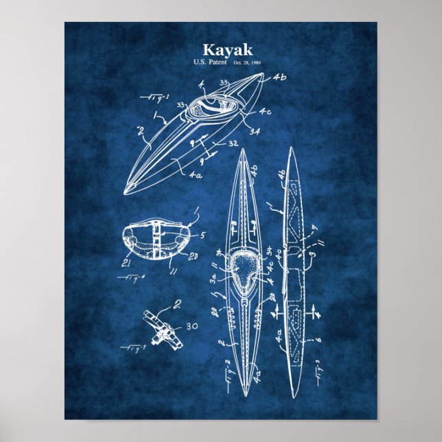 Poster Decoração de Muro de Kayak Blueprint Lakehouse (Frente)