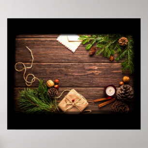 Poster Decoração de Natal com Madeira e Pinheiro Celest