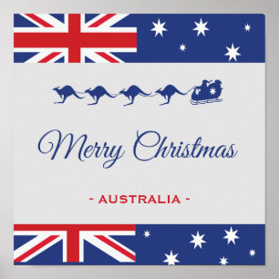 Poster Decoração de Natal de Canguru, Animal Feliz Austrá