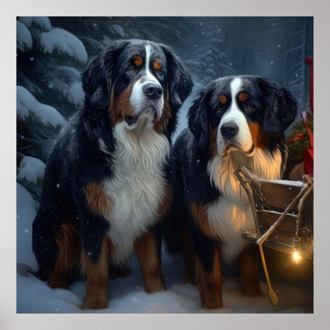 Poster Decoração de Natal de Trenó Nevado de Montanha de  (Frente)