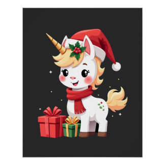 Pôster Decoração de Natal Unicórnio Camisa de Natal do Pa