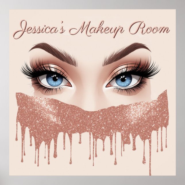 Poster ✨ Decoração de Olhos com Glitter em Rosa Dourado p (Frente)