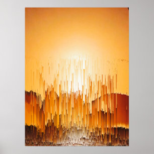 Poster Decoração de Paisagem Pôr do Sol com Falhas