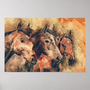 Pôster Decoração de pintura por aquarela artística