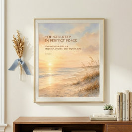 Poster Decoração de Praia com a Escritura de Isaías 26:3