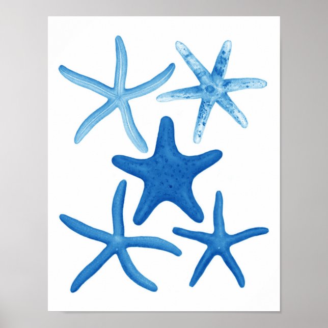 Poster Decoração de praia no.1 Starfish azul (Frente)