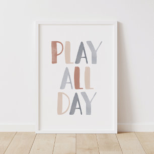 Poster Decoração de quarto infantil Boho para brincar o d