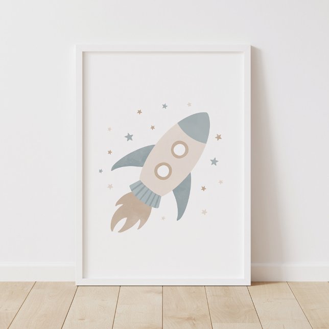 Poster Decoração de quarto infantil neutro com nave espac (Criador carregado)