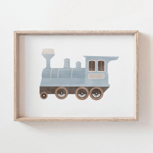 Poster Decoração de quarto infantil Trem Azul
