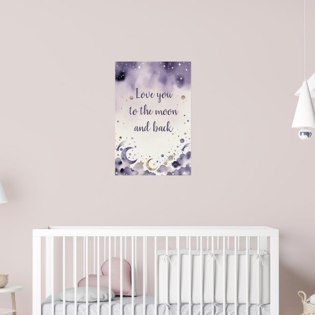 Poster Decoração de Sala de Bebê com Estrelas e Nuvens em (Berçário 2)