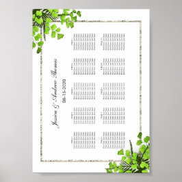 Poster Decoração de Samambaia Elegante Carta de Assentos