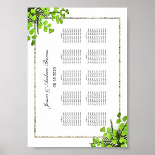 Poster Decoração de Samambaia Elegante Carta de Assentos