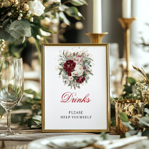 Poster Decoração de Sinal de Mesa de Bebidas Boho Blush B