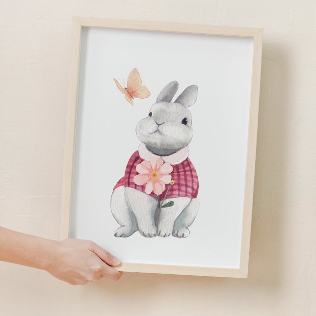 Poster Decoração do Enfermeiro de Coelhinhos Quimsos (Whimsical Bunny Woodland Nursery Decor)