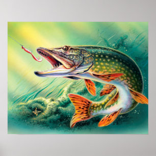 Pôster Decoração do muro do Escritório de Peixes Vinta
