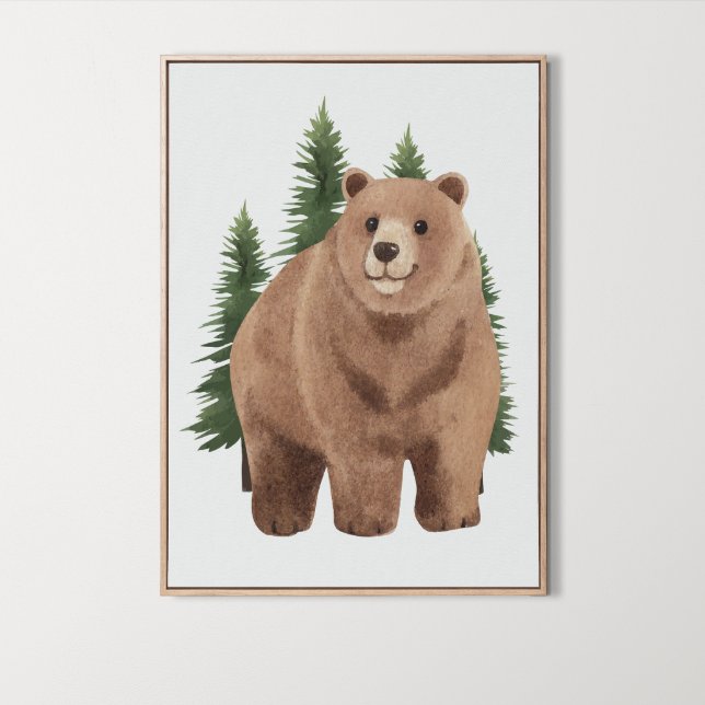 Poster Decoração do Urso do Urso da Madeira (Watercolor Woodland Animal Bear Nursery Decor, forest )