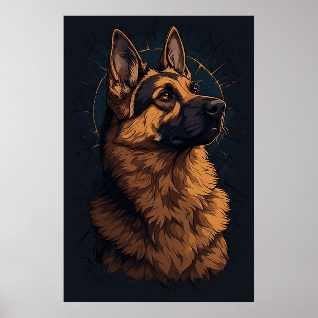 Poster 🦴 Decoração e Presentes de Cachorro Pastor Alemão (Frente)