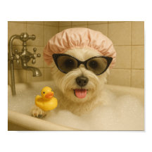 decoração engraçada de banheiro de cachorro fofo