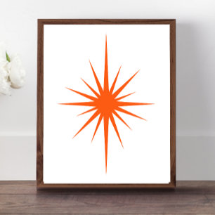 Poster Decoração Estrela Explosiva Atômica Laranja Modern
