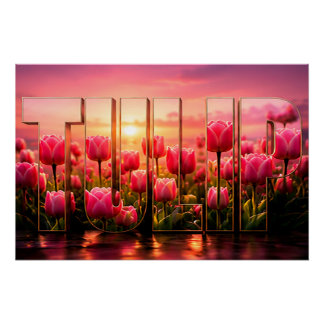 Pôster Decoração Floral Botânica de Luxo de Tulipa