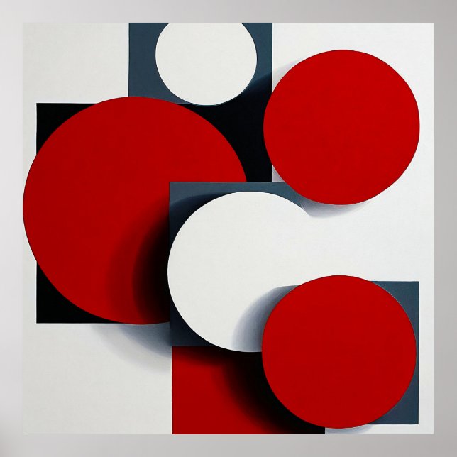 Poster 🔴 Decoração Minimalista Geométrica Abstrata Moder (Frente)