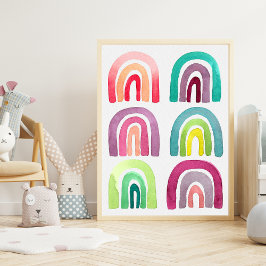 Poster Decoração Moderna de Chuva de Cores para Quarto de