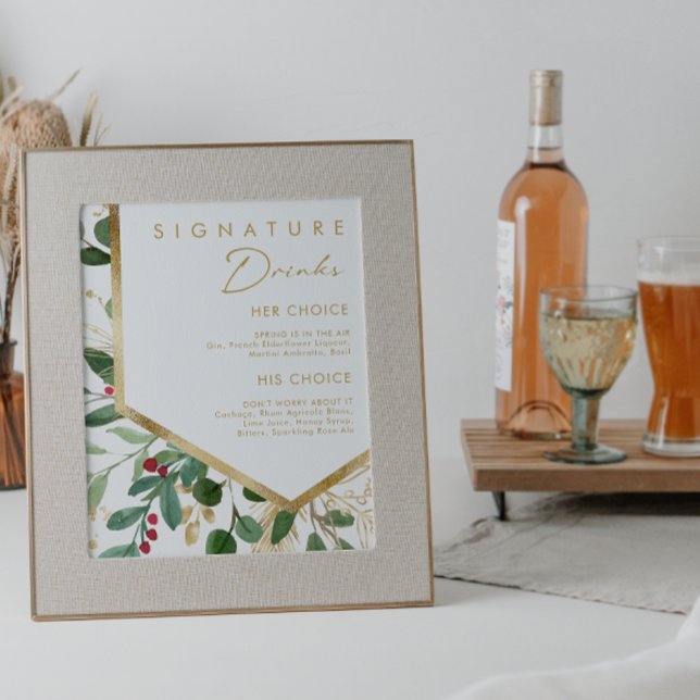 Poster Decoração Moderna de Natal | Bebidas Brancas com T (Criador carregado)