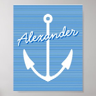 Poster decoração náutica para parede   âncora personalizá