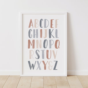 Poster Decoração neutra de Alphabet Boho Kids Room