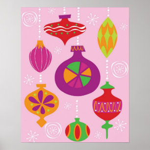 Pôster Decoração numerosa do Natal ilustrada no diffe
