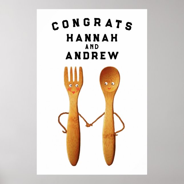 Poster Decoração Personalizada de Felicitações de Casamen (Frente)