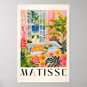 Poster Decoração Rosa De Beachê, Tartaruga Marinha Na Ban