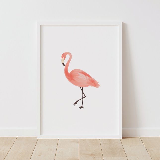 Poster Decoração Tropical de Berçário Flamingo Cor-de-Ros (Criador carregado)