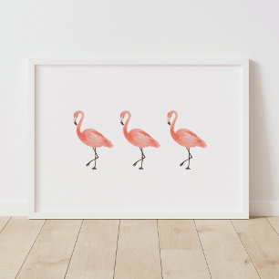 Poster Decoração Tropical de Flamingo Rosa