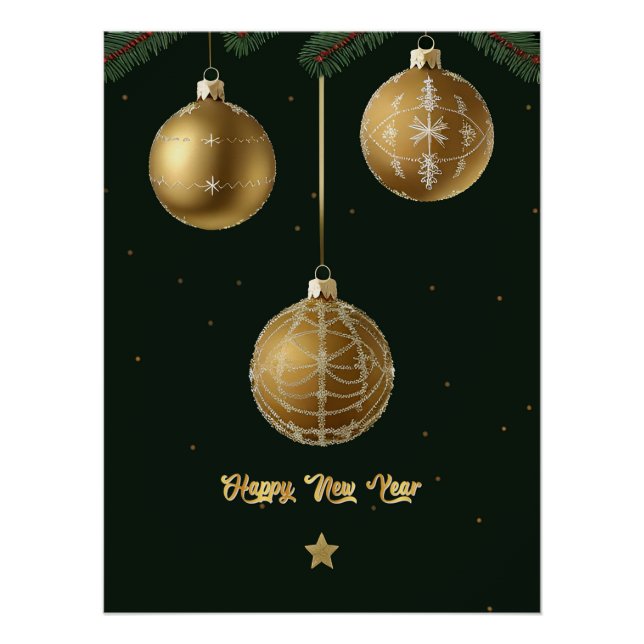 Pôster Decorações de Férias Festivas de Natal (Frente)