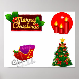 Poster Decorações do Natal contra o fundo branco