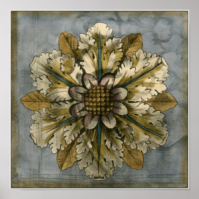 Poster Decorative Demask Rosette on Grey Background (Frente)