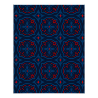 Pôster Decorative floral tiles pattern