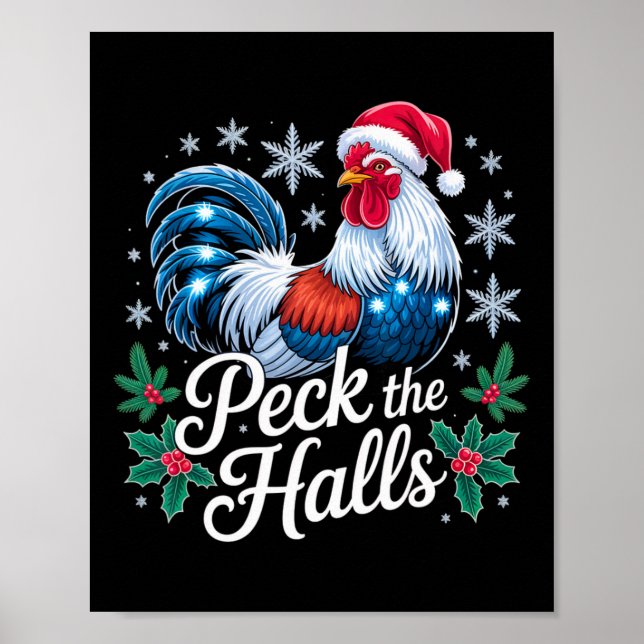 Poster Decore Os Corredores Galinha Natal Chapéu De Papai (Frente)