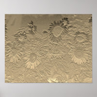 Decoupage de Design Floral Dourada de Girassol