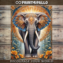 Poster Decoupage - Elefante sagrado indiano como ícone